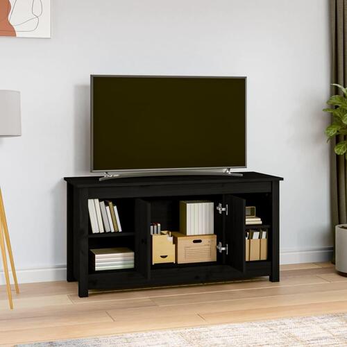 Tv-bord 103x36,5x52 cm massivt fyrretræ sort