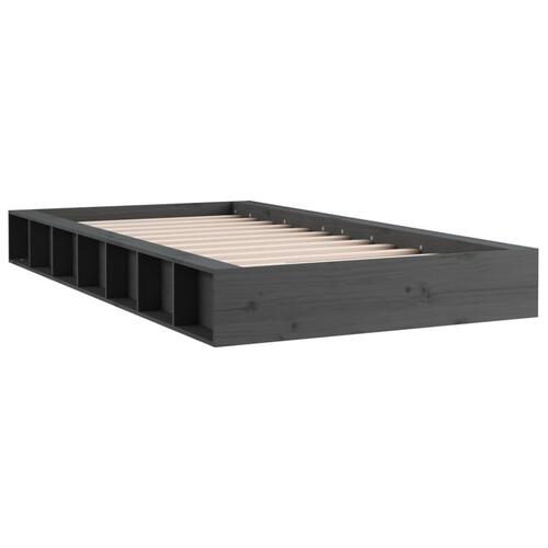 Sengeramme 135x190 cm dobbelt massivt træ grå