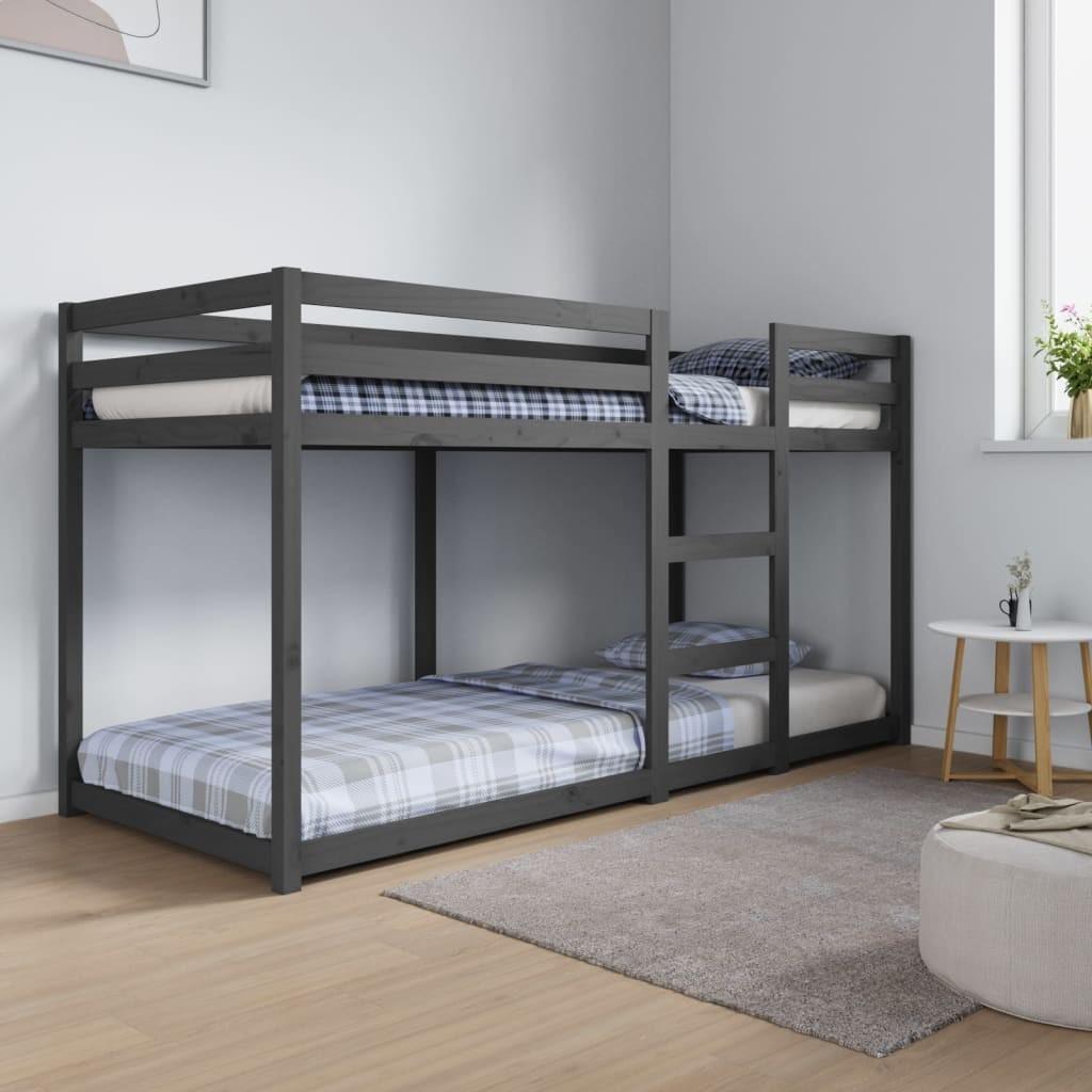 Køjeseng 80x200 cm massivt fyrretræ grå