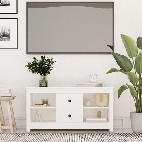 Tv-bord 103x36,5x52 cm massivt fyrretræ hvid