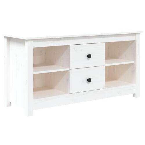 Tv-bord 103x36,5x52 cm massivt fyrretræ hvid