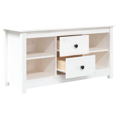 Tv-bord 103x36,5x52 cm massivt fyrretræ hvid