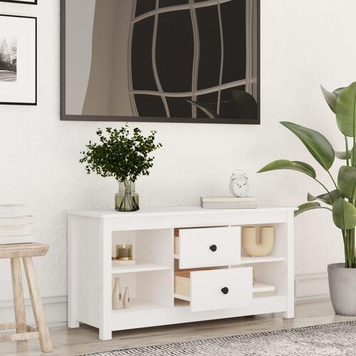 Tv-bord 103x36,5x52 cm massivt fyrretræ hvid