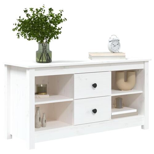 Tv-bord 103x36,5x52 cm massivt fyrretræ hvid