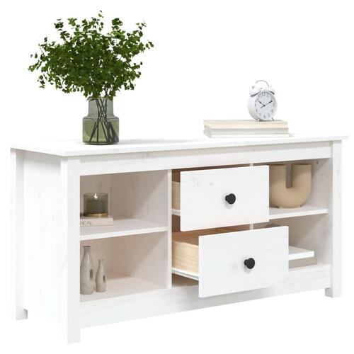 Tv-bord 103x36,5x52 cm massivt fyrretræ hvid