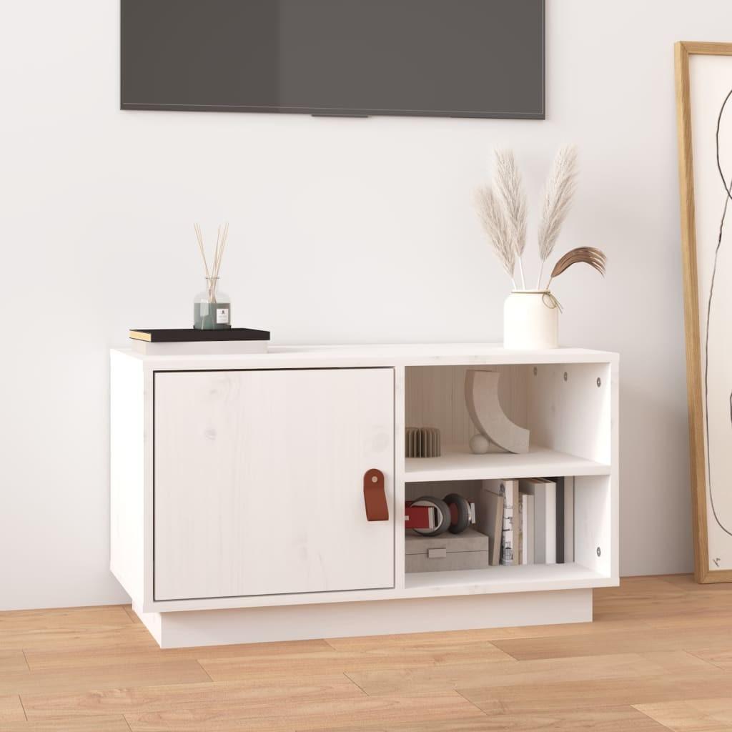 Tv-bord 70x34x40 cm massivt fyrretræ hvid
