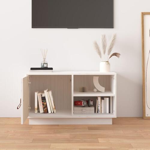 Tv-bord 70x34x40 cm massivt fyrretræ hvid