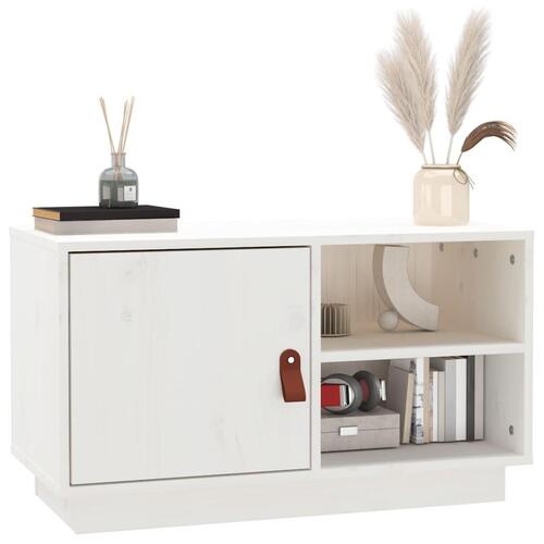 Tv-bord 70x34x40 cm massivt fyrretræ hvid