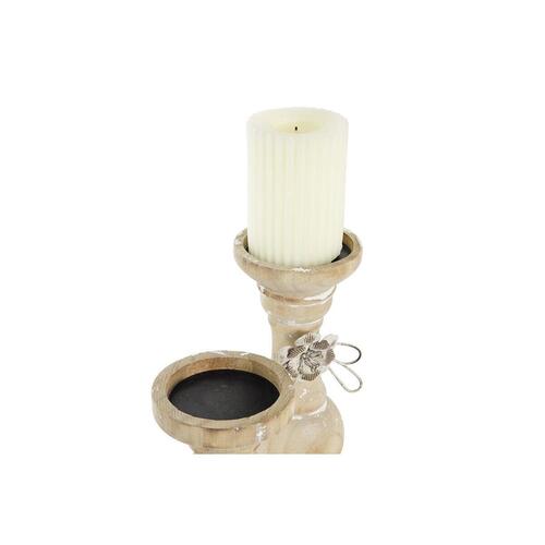 Lyseholder Træ (9,5 x 9,5 x 28 cm) (2 Dele)