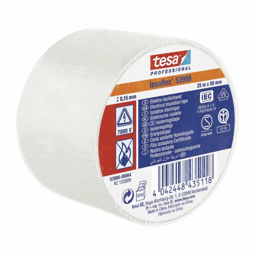 TESA tesaflex 53988 isoleringstape - hvid PVC, 25 m x 50 mm