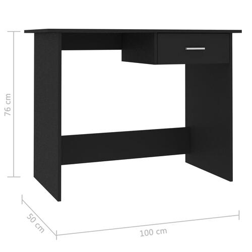 Skrivebord 100x50x76 cm konstrueret træ sort