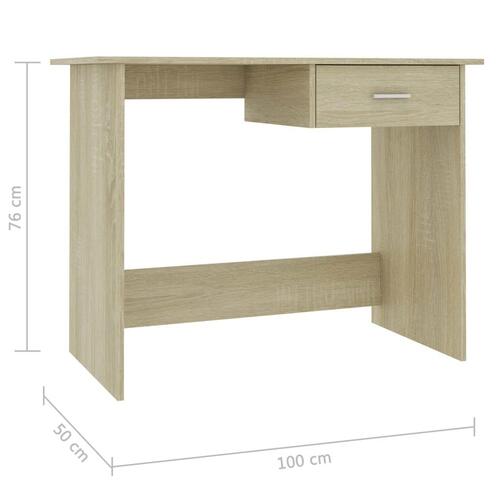 Skrivebord 100x50x76 cm konstrueret træ sonoma-eg
