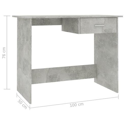 Skrivebord 100x50x76 cm konstrueret træ betongrå