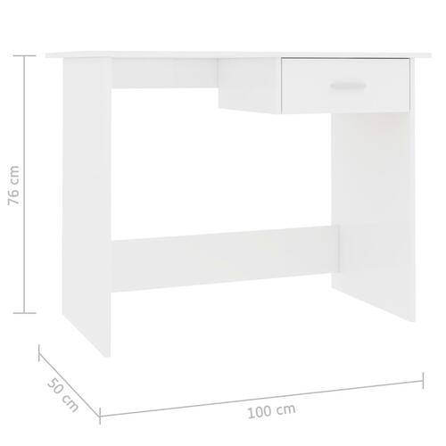 Skrivebord 100x50x76 cm konstrueret træ hvid højglans