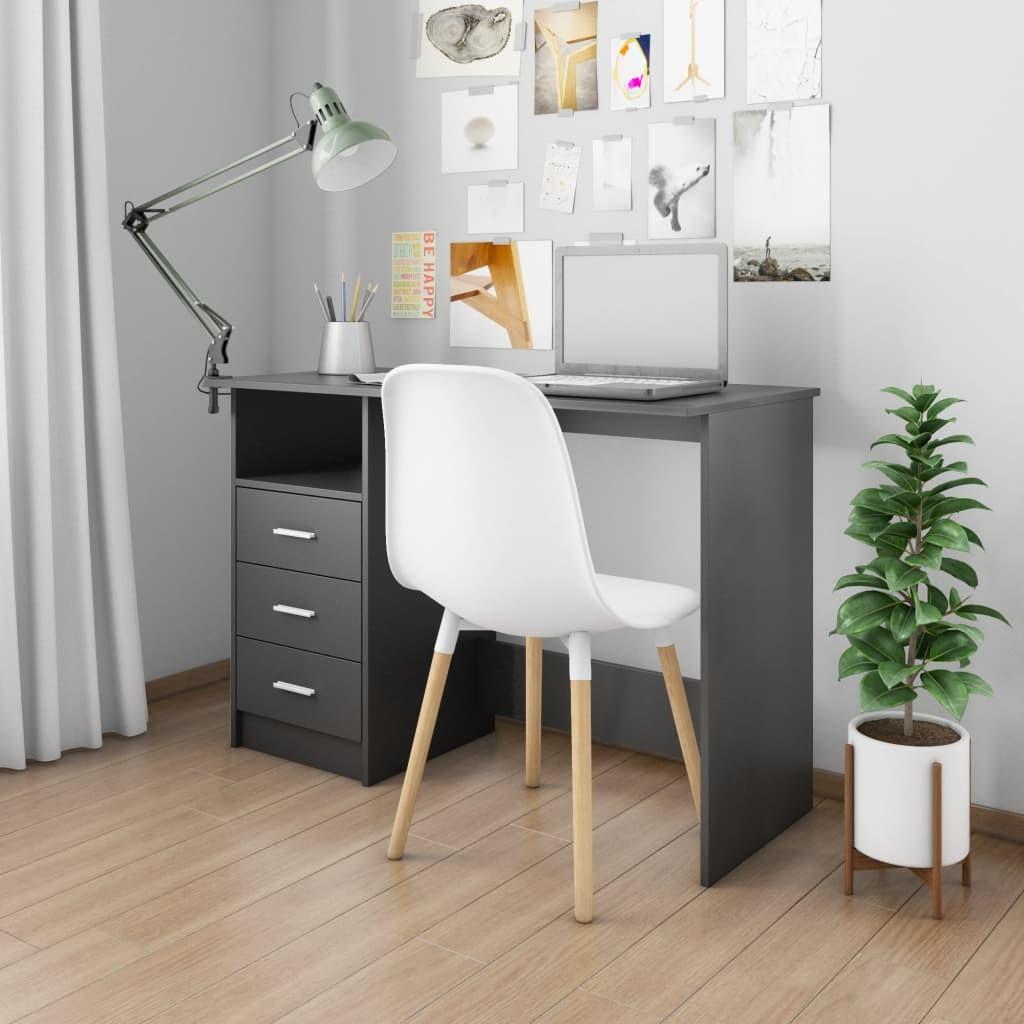 Skrivebord med skuffer 110x50x76 cm spånplade sort