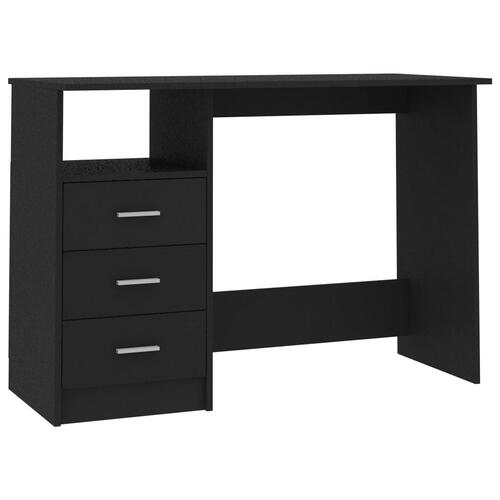 Skrivebord med skuffer 110x50x76 cm spånplade sort