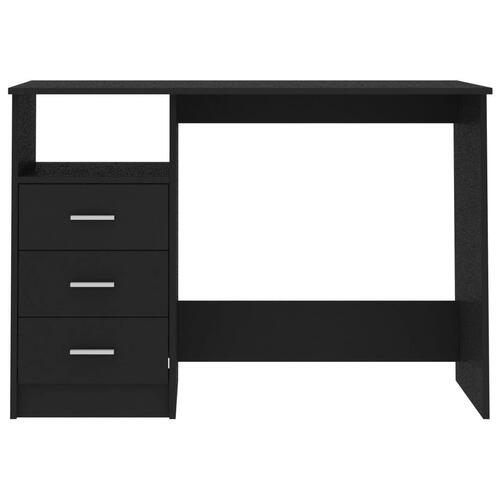 Skrivebord med skuffer 110x50x76 cm spånplade sort