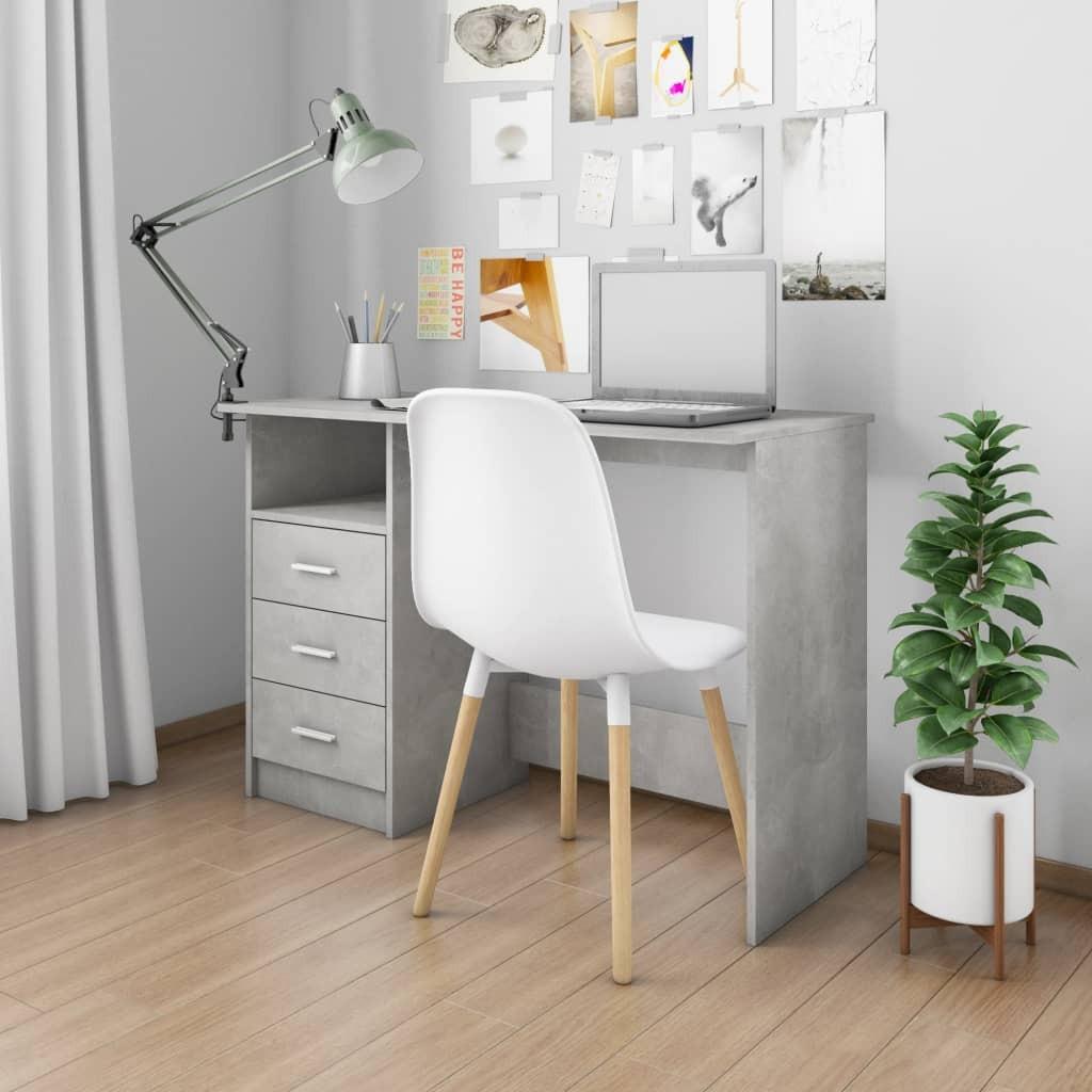 Skrivebord med skuffer 110x50x76 cm spånplade betongrå