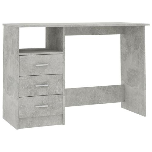 Skrivebord med skuffer 110x50x76 cm spånplade betongrå