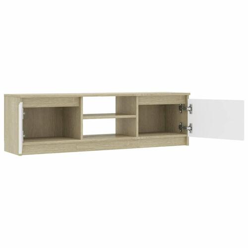 Tv-skab 120x30x35,5 cm konstrueret træ hvid og egetræsfarvet