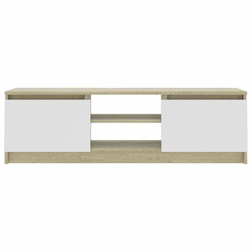 Tv-skab 120x30x35,5 cm konstrueret træ hvid og egetræsfarvet