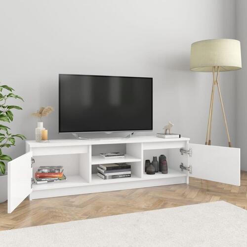 Tv-skab 120x30x35,5 cm konstrueret træ hvid højglans
