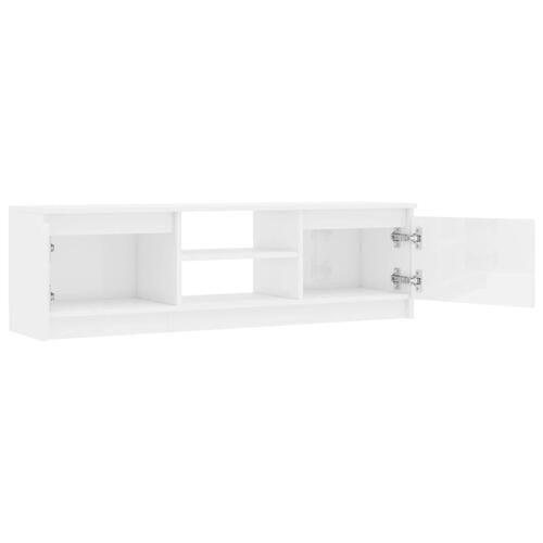 Tv-skab 120x30x35,5 cm konstrueret træ hvid højglans