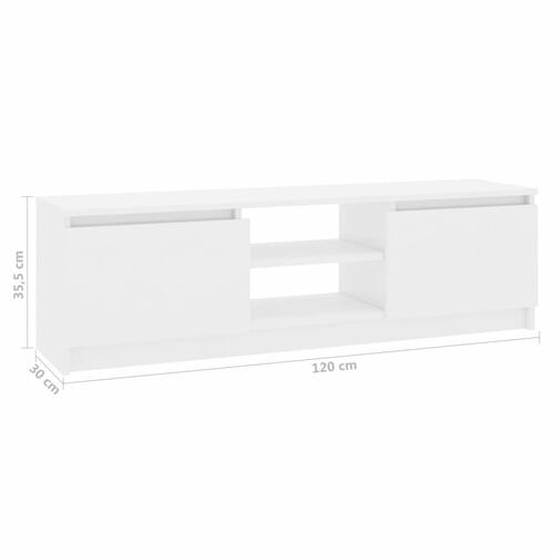 Tv-skab 120x30x35,5 cm konstrueret træ hvid højglans
