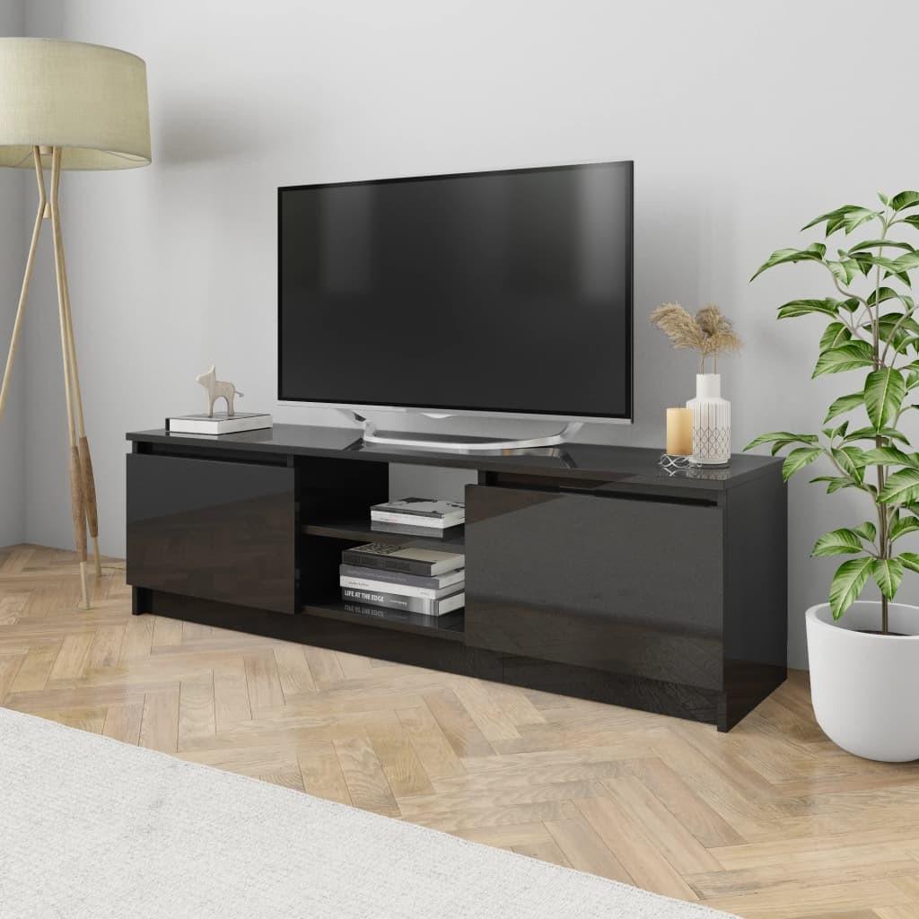 Tv-skab 120x30x35,5 cm konstrueret træ sort højglans
