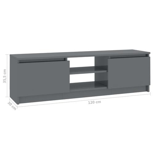 Tv-skab 120x30x35,5 cm konstrueret træ grå højglans