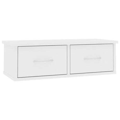 Væghængt skuffe 60x26x18,5 cm konstrueret træ hvid