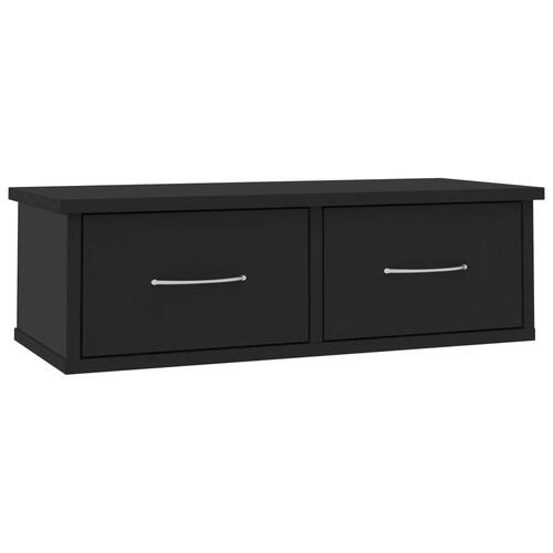 Væghængt skuffe 60x26x18,5 cm konstrueret træ sort