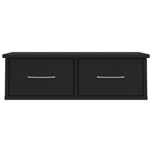 Væghængt skuffe 60x26x18,5 cm konstrueret træ sort