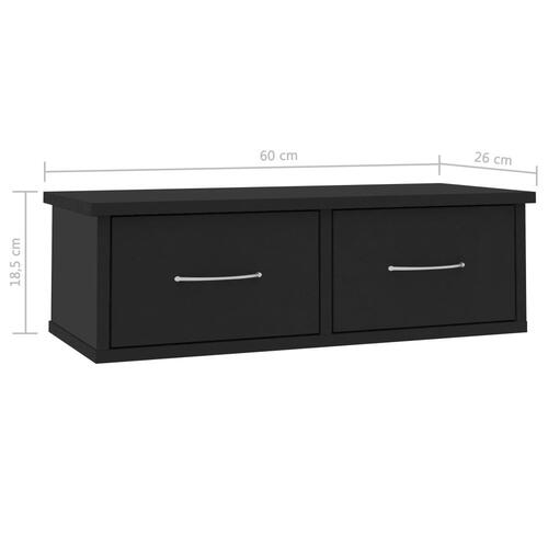 Væghængt skuffe 60x26x18,5 cm konstrueret træ sort