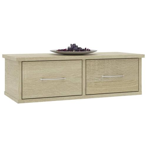Væghængt skuffe 60x26x18,5 cm konstrueret træ sonoma-eg