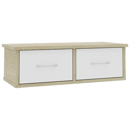 Vægskab med skuffer 60 x 26 x 18,5 cm spånplade hvid sonoma-eg