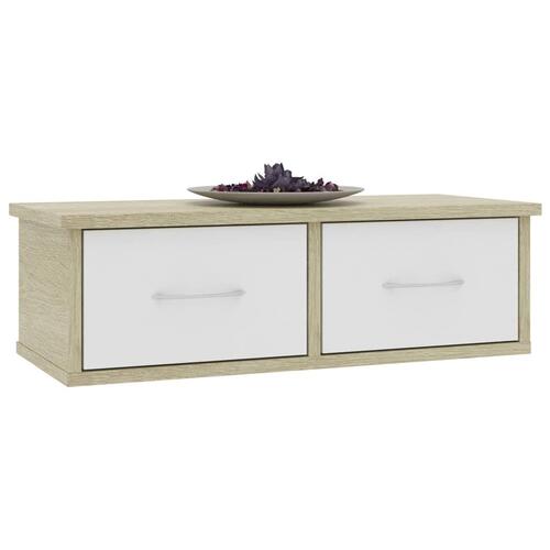 Vægskab med skuffer 60 x 26 x 18,5 cm spånplade hvid sonoma-eg