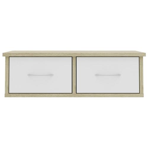 Vægskab med skuffer 60 x 26 x 18,5 cm spånplade hvid sonoma-eg