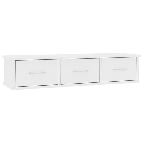 Vægskab med skuffer 88x26x18,5 cm konstrueret træ hvid