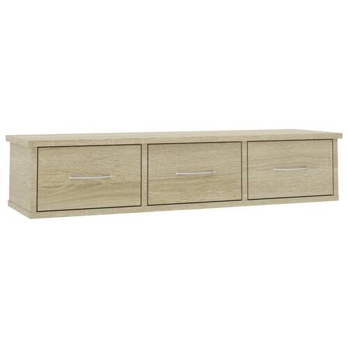 Vægskab med skuffer 88x26x18,5 cm konstrueret træ sonoma-eg