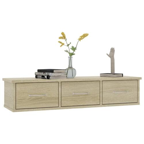 Vægskab med skuffer 88x26x18,5 cm konstrueret træ sonoma-eg