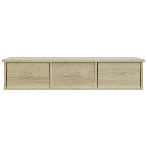 Vægskab med skuffer 88x26x18,5 cm konstrueret træ sonoma-eg