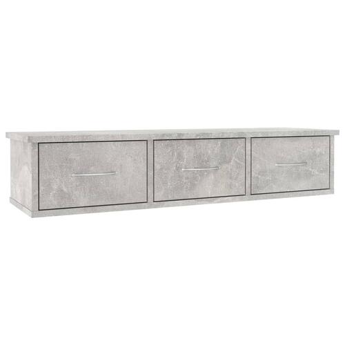 Vægskab med skuffer 88x26x18,5 cm konstrueret træ betongrå