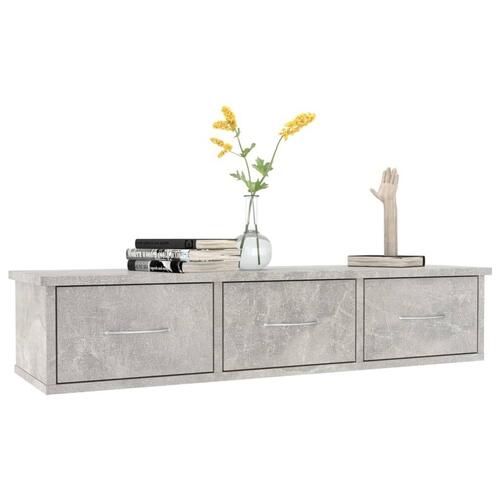 Vægskab med skuffer 88x26x18,5 cm konstrueret træ betongrå