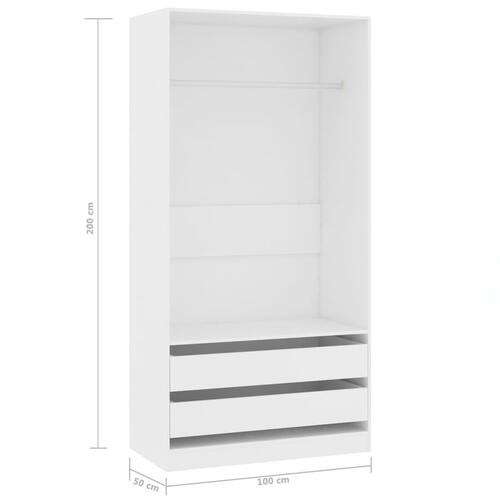 Klædeskab 100x50x200 cm konstrueret træ hvid