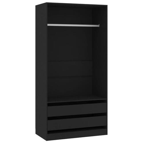 Klædeskab 100x50x200 cm konstrueret træ sort