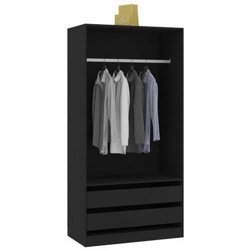 Klædeskab 100x50x200 cm konstrueret træ sort