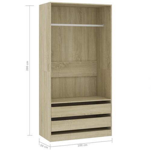 Klædeskab 100x50x200 cm konstrueret træ sonoma-eg