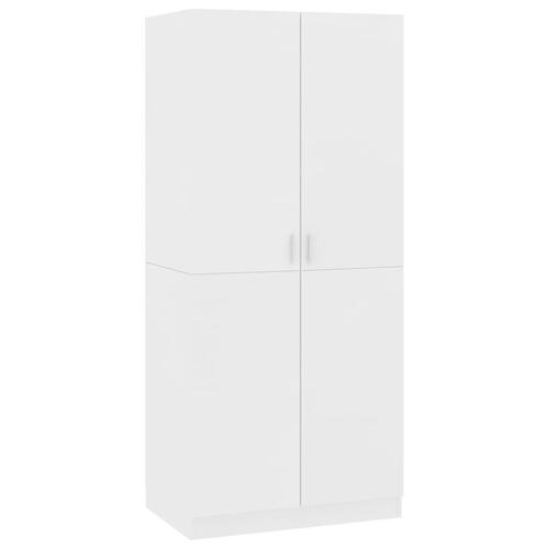 Klædeskab 80x52x180 cm konstrueret træ hvid