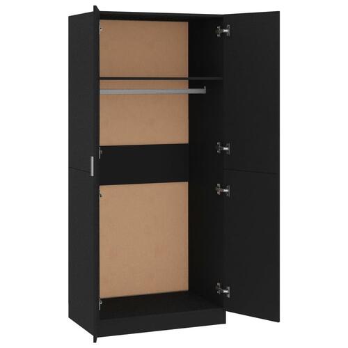 Klædeskab 80x52x180 cm konstrueret træ sort